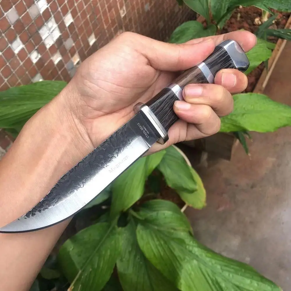 Открытый охотничий нож из высокоуглеродистой стали дамасский узор Прямые ножи