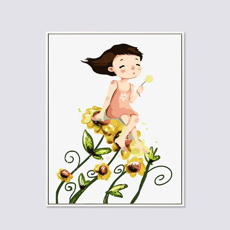 

Набор для рисования по номерам для детей, искусственная роспись своими руками, Детские и цветы, Масляная Краска на холсте, домашний декор, на...