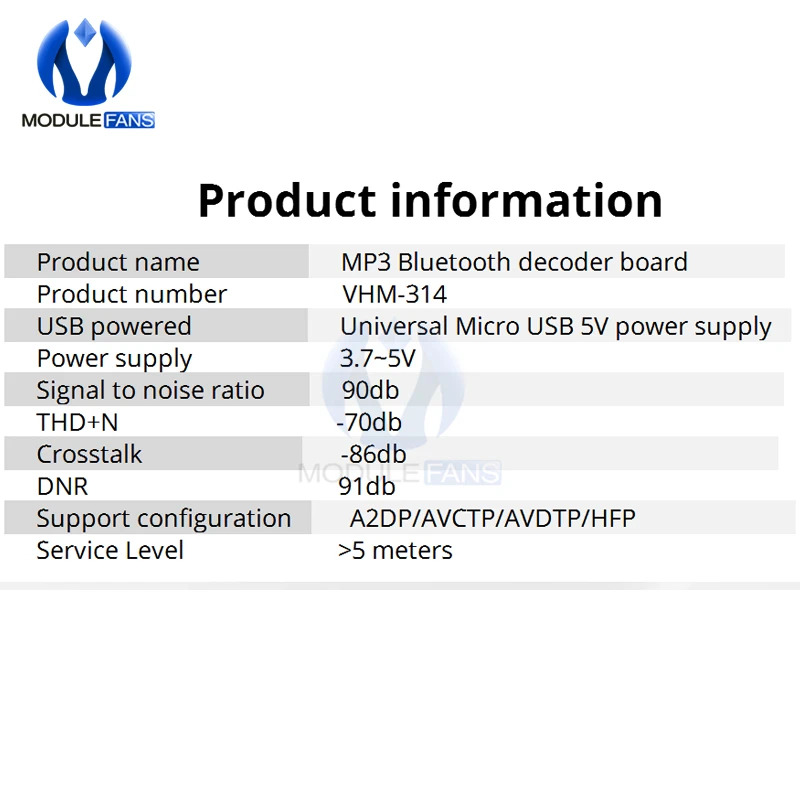 VHM 314 Мини Bluetooth 5 0 аудио приемник модуль MP3 декодер не допускающий потерь доска