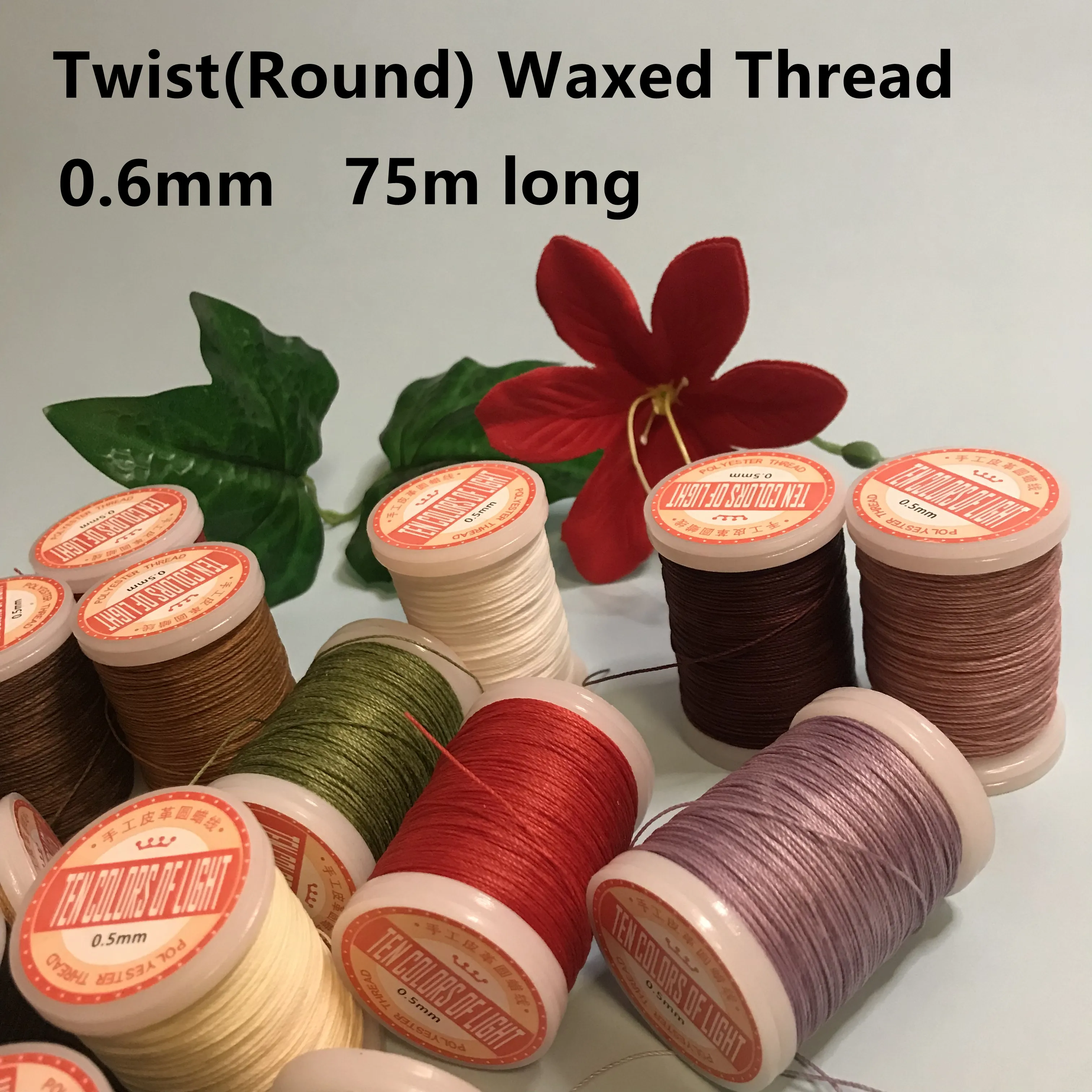 

LX006 New Arrival 0.6mm High Quaity Twist Round Waxed Ployester Thread String for Leather Sawing Stitching Bracelet