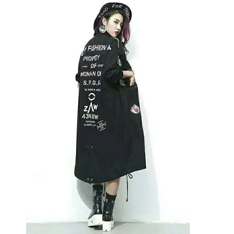 Повседневная ветровка с медалями и бриллиантами пальто осенняя длинная куртка