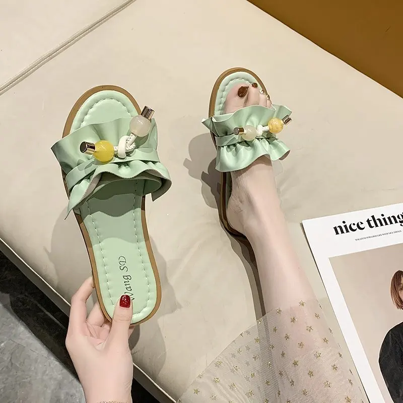 

Shoes Womens Slippers Outdoor Butterfly-Knot Luxury Slides Lady Pantofle Low Designer Girl Flat 2021 Soft Basic Rubber Floral Bu