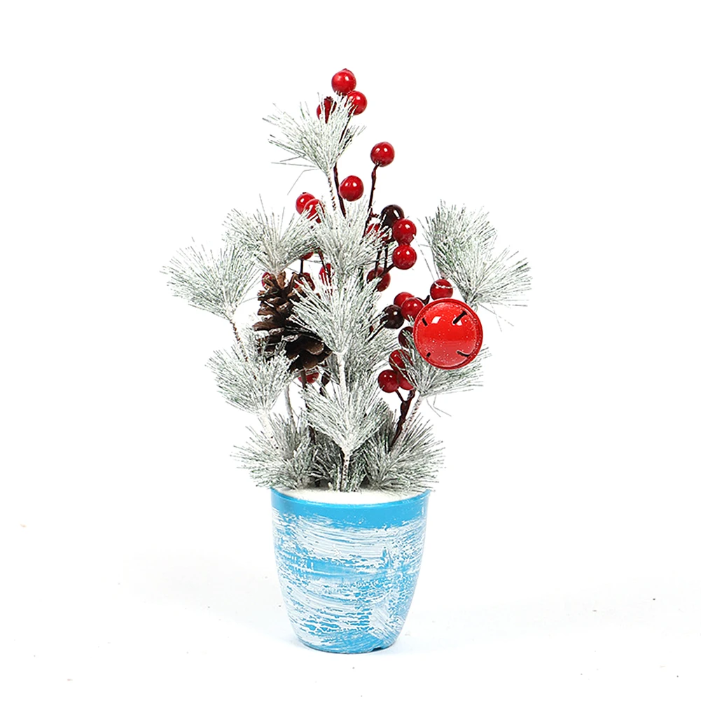 Мини орнамент на рождественскую елку липкая белая сосновая игла настольный