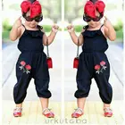 Детский комбинезон с цветочным принтом для маленьких девочек, костюм без рукавов, одежда От 1 до 6 лет