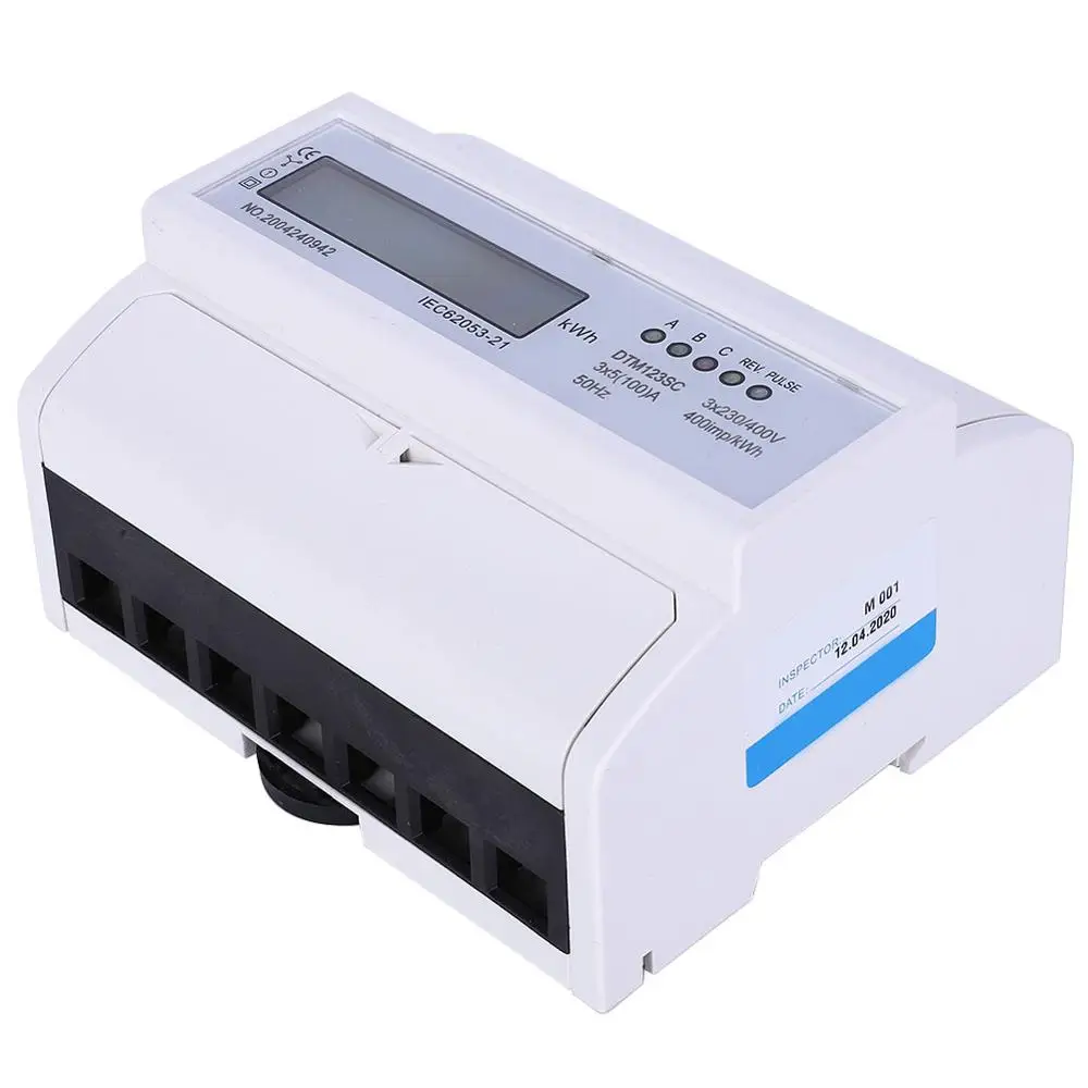 Цифровой измеритель электроэнергии 230 В 3 фазный кВтч с ЖК дисплеем 5 400