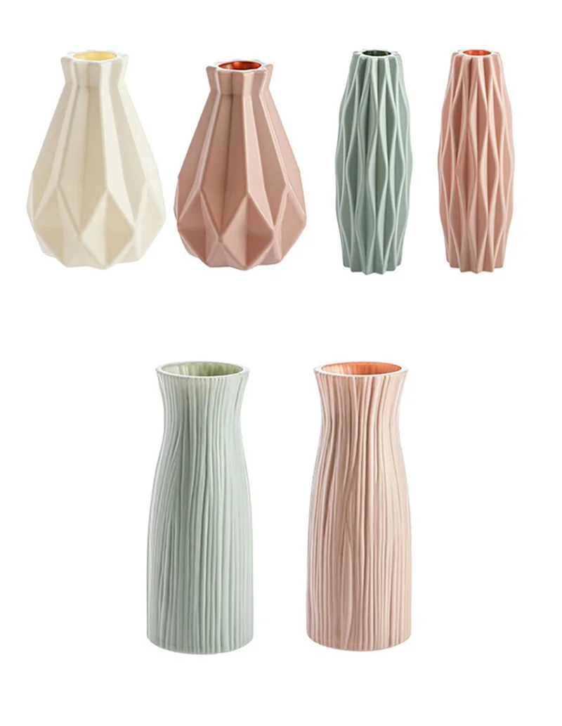 

Morandi Plastic Vase Living Room Decoration Ornaments Modern Origami Plastic Vases for Flower Arrangements Home Decoration