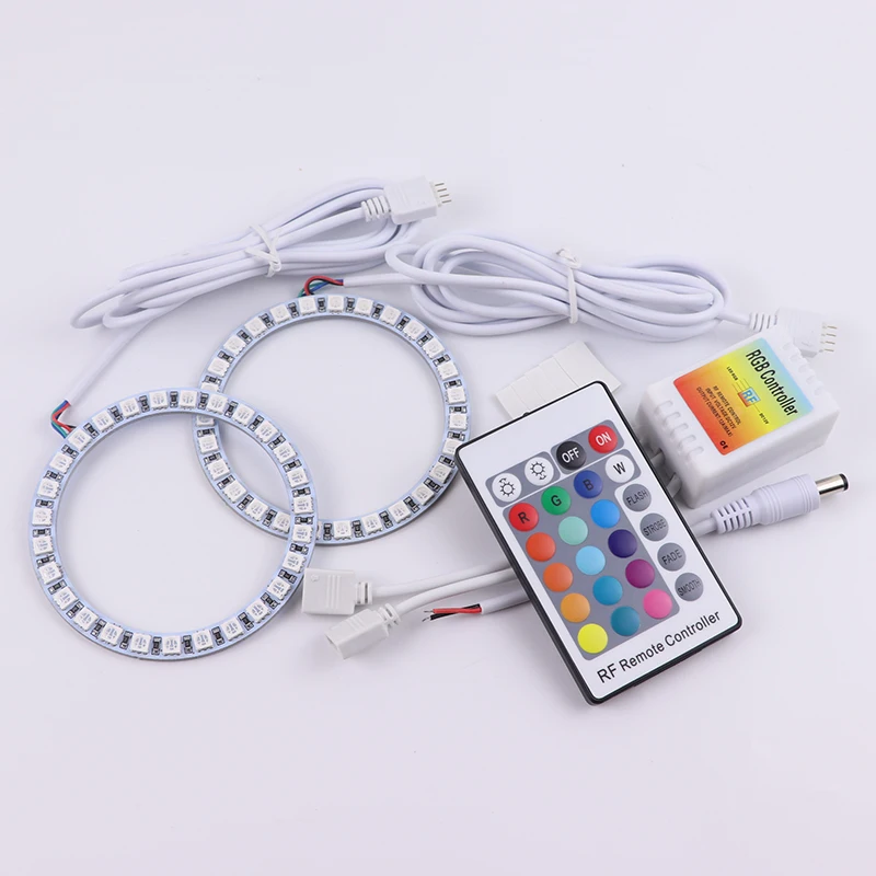 Latest Headlight Multi-color RGB LED Angel Eyes Halo Ring Eye DRL RF Remote Control For Ford Edge 2011-2012 Accessories | Автомобили и