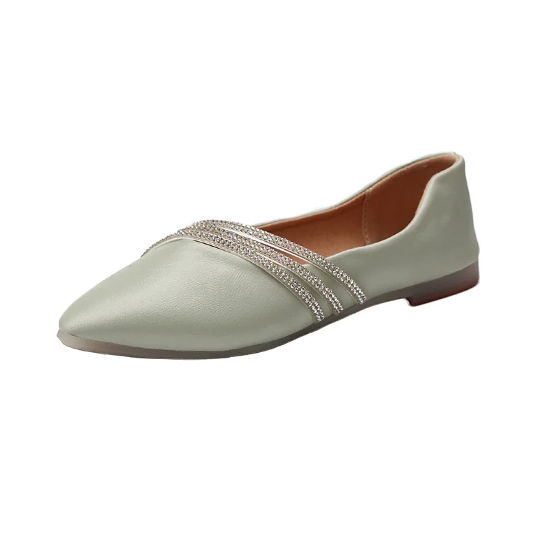 

2020 rhinestone pointed toe flat shoes fashion women's shoes spring and autumn new shallow soft bottom non-slip women's shoes