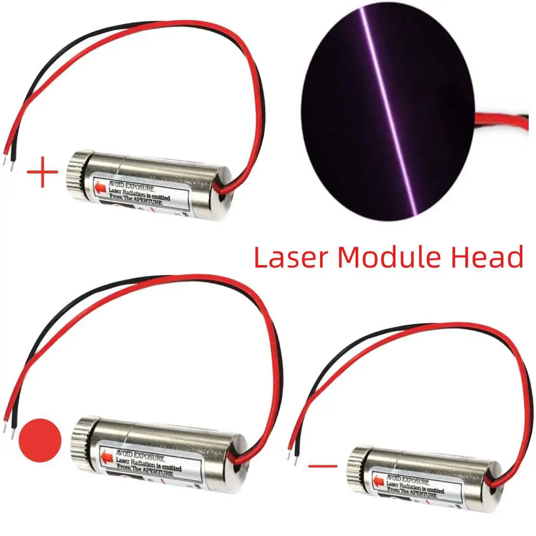 

Point / Line / Cross Laser Module Head Glass Lens Focusable Industrial Class Adjustable Beam 650nm 5mW Red 3-5V