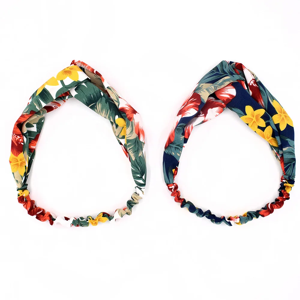 

Fashion Women Girls Summer Bohemian Hair Bands Print Headbands Vintage Cross Turban Bandage Bandanas HairBands Hair Accessories