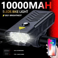 20000lm 5leds mtb bicycle lights 10000mah usb rechargeable bike light flashlight outdoor cycling bike accessaries as power bank