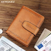 handmade genuine leather womens wallet hollow out pattern casual short wallet for female vintage coin zipper pocket purse