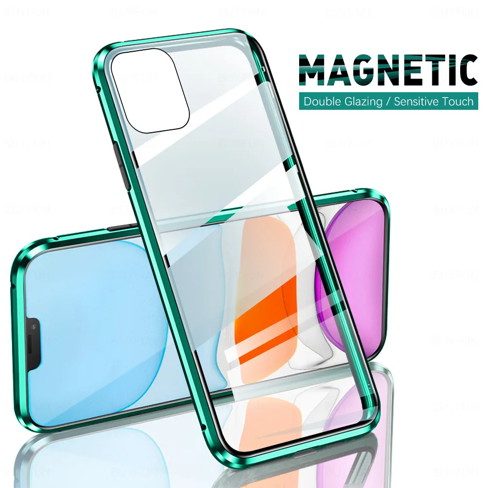 Для iphone 12 pro max чехол 360 ° Магнитный флип для телефона mini Aifon 12pro мини двухсторонний
