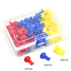 100/125Pcs Lock Wire Electrical Cable Connectors Insulated Terminals Crimp T-shape Scotch Lock Quick Splice Electrical Car