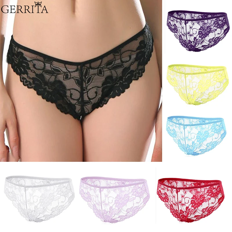 GERRITA 3pcs Women's Sexy Lace Panties Seamless Breathable Panty Hollow Briefs Low-waisted Girl Underwear For Ladies | Женская