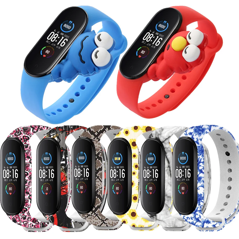 

Mi band 3 4 Strap cute Cartoon Bracelet For Xiaomi Mi Band 5 watch Bracelet Silicone miband 4/3/5 Wrist Strap Smart Accessories