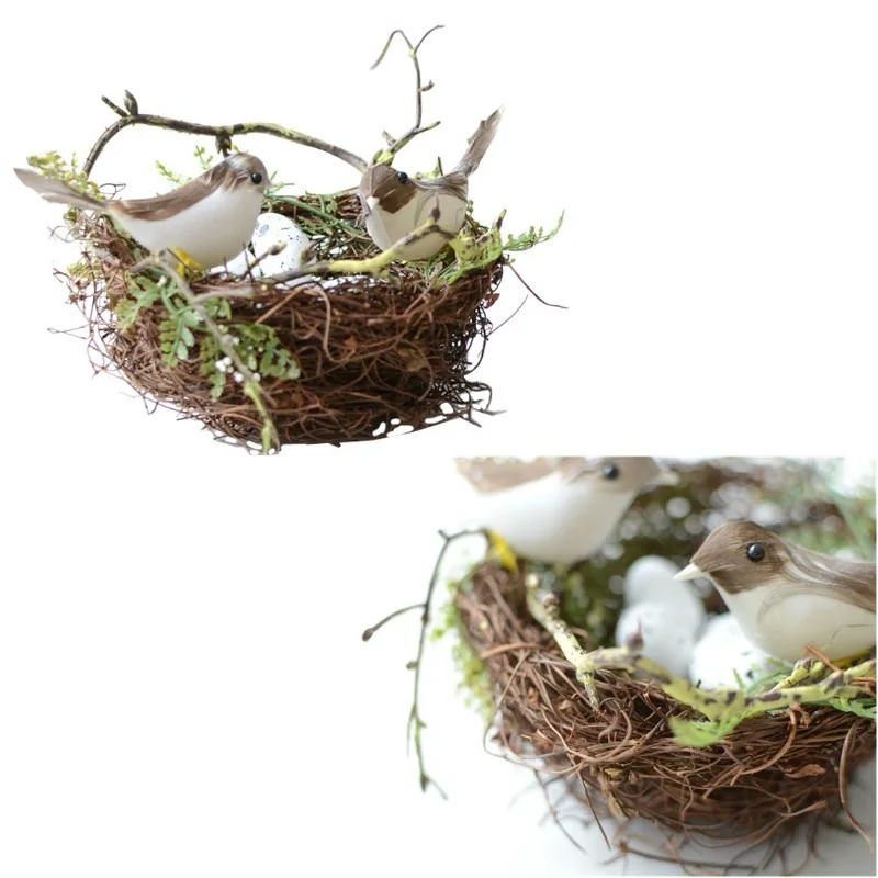 Искусственное Птичье гнездо настольное украшение фотография природа 13 см круг