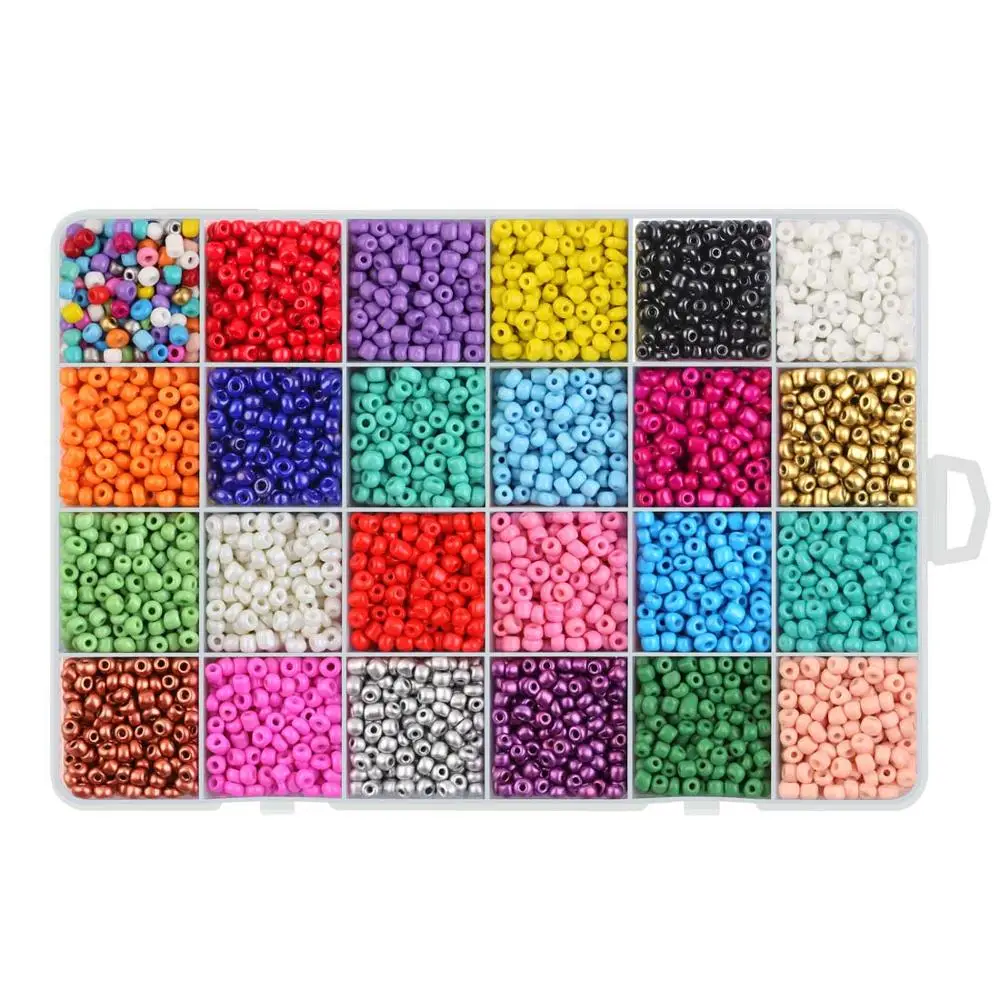 

Mutilcolor Glass Seed Beads 2/3/4MM Small Round Beads Assorted Kit with Removable Organizer Box for Jewelry Making DIY Beading