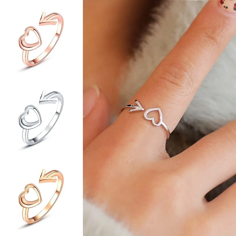 1 шт. регулируемое кольцо в виде стрелы сердце Корейская версия подарок на день