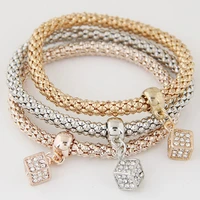 yada 3 pcs ins rubiks cube shape pendant braceletsbangles charm for women friendship bracelet casual jewelry bracelet bt200385