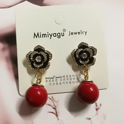 red Mimiyagu цветок сияющий кубический цветок Кристалл Висячие кисточки серьги для женщин Свадебная вечеринка ювелирные изделия - Окраска металла: red