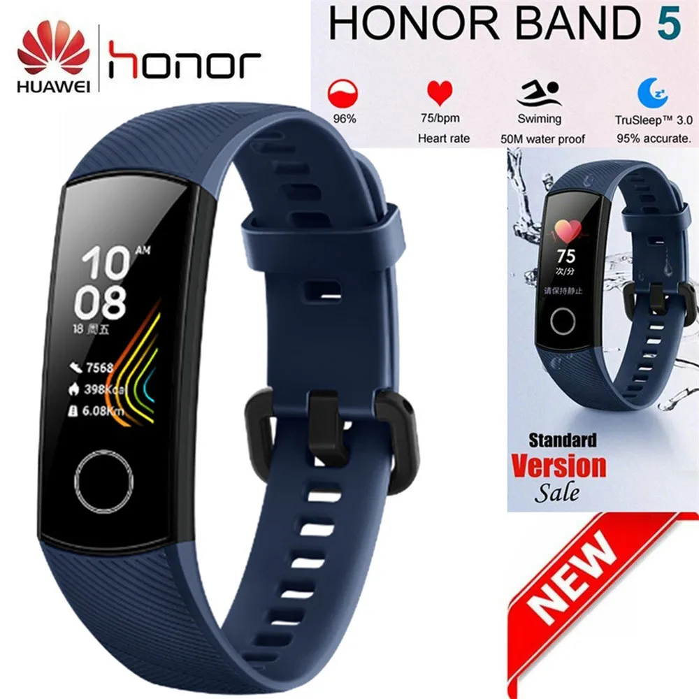 0 95 Новый смарт-браслет Huawei Honor Band 5 цветной сенсорный Amoled экран AI высокое качество