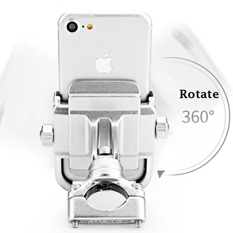 360 rotation universal bike aluminum alloy motorcycle motorbike handlebar mobile phone holder stand mount black silver for moto free global shipping