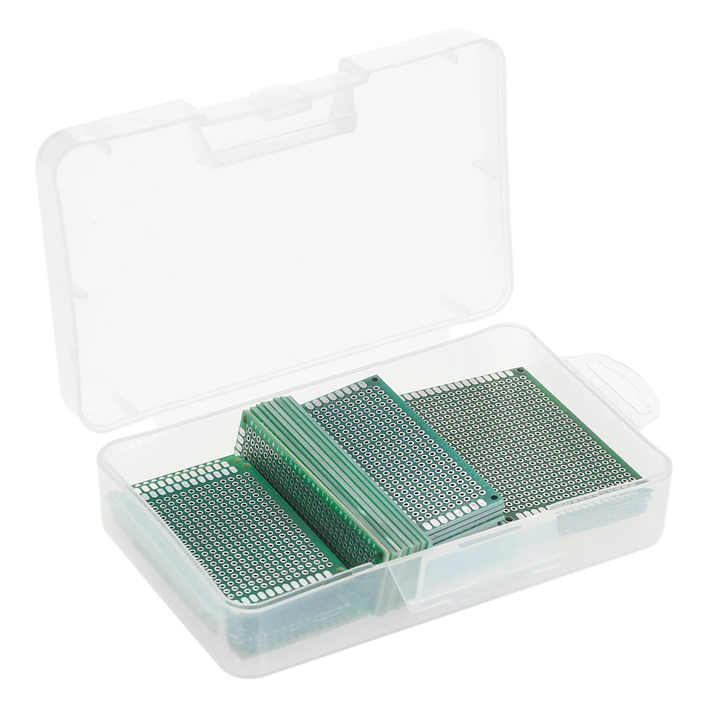 36pcs Double Sided PCB Board Kit Universal Printed Circuit Protoboard +Transparent Case for DIY Soldering Electronic Projects |