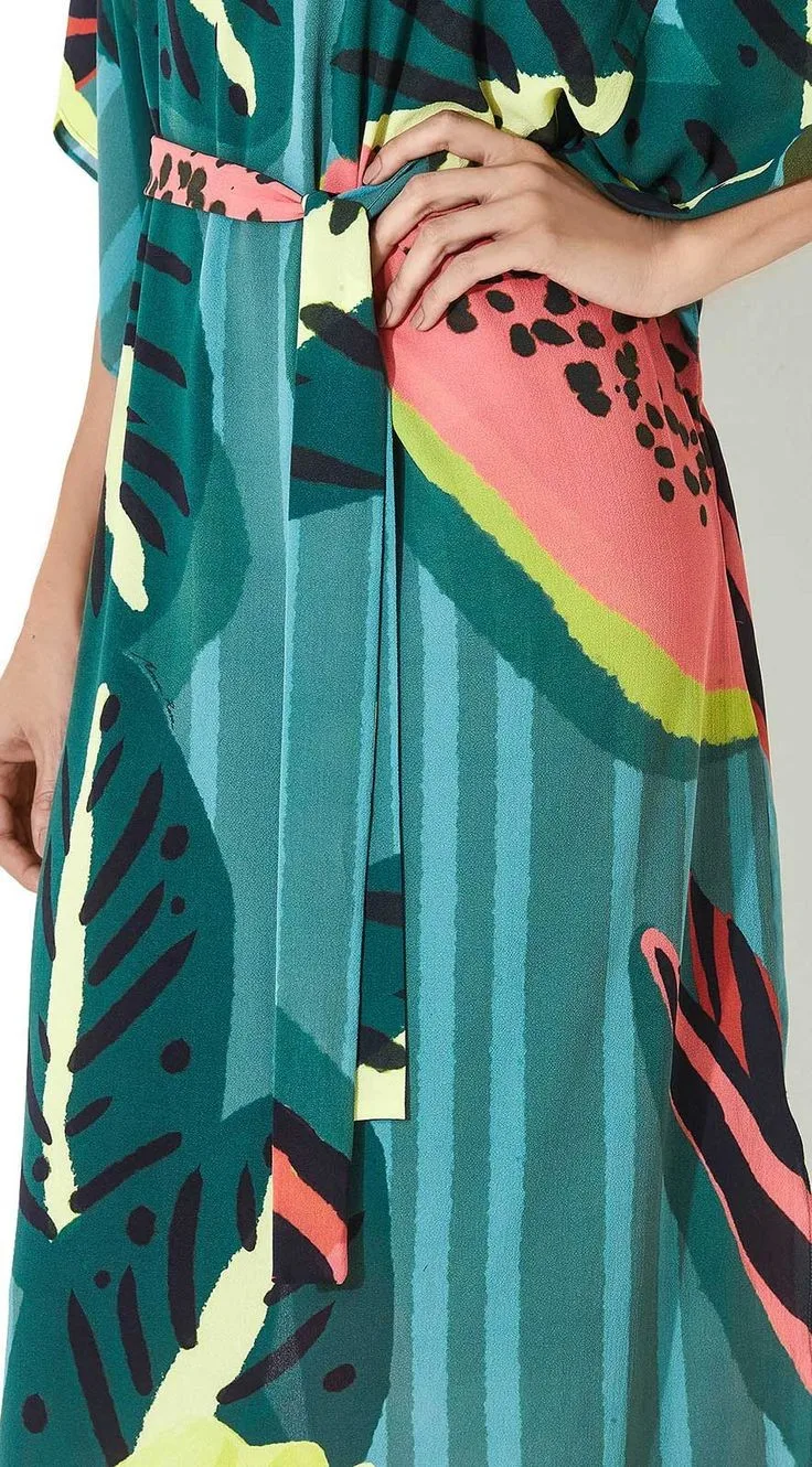 2020 богемное Тропическое летнее пляжное платье с принтом Шифоновая туника