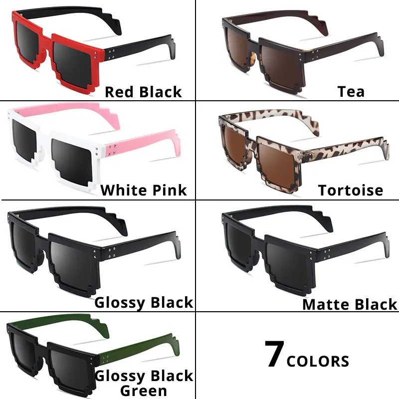 Солнцезащитные очки пиксельные для женщин и мужчин модные глянцевые черные