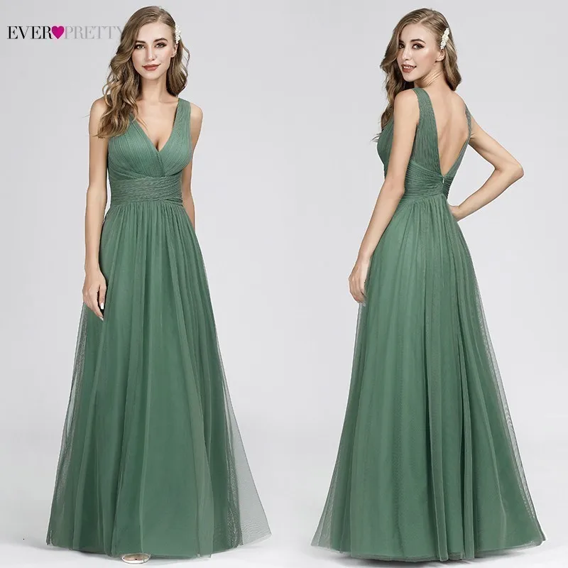 Длинные платья подружки невесты Ever Pretty A-Line с v-образным вырезом без рукавов, официальные свадебные платья для гостей Robe demoiseur D'honneur Rouge