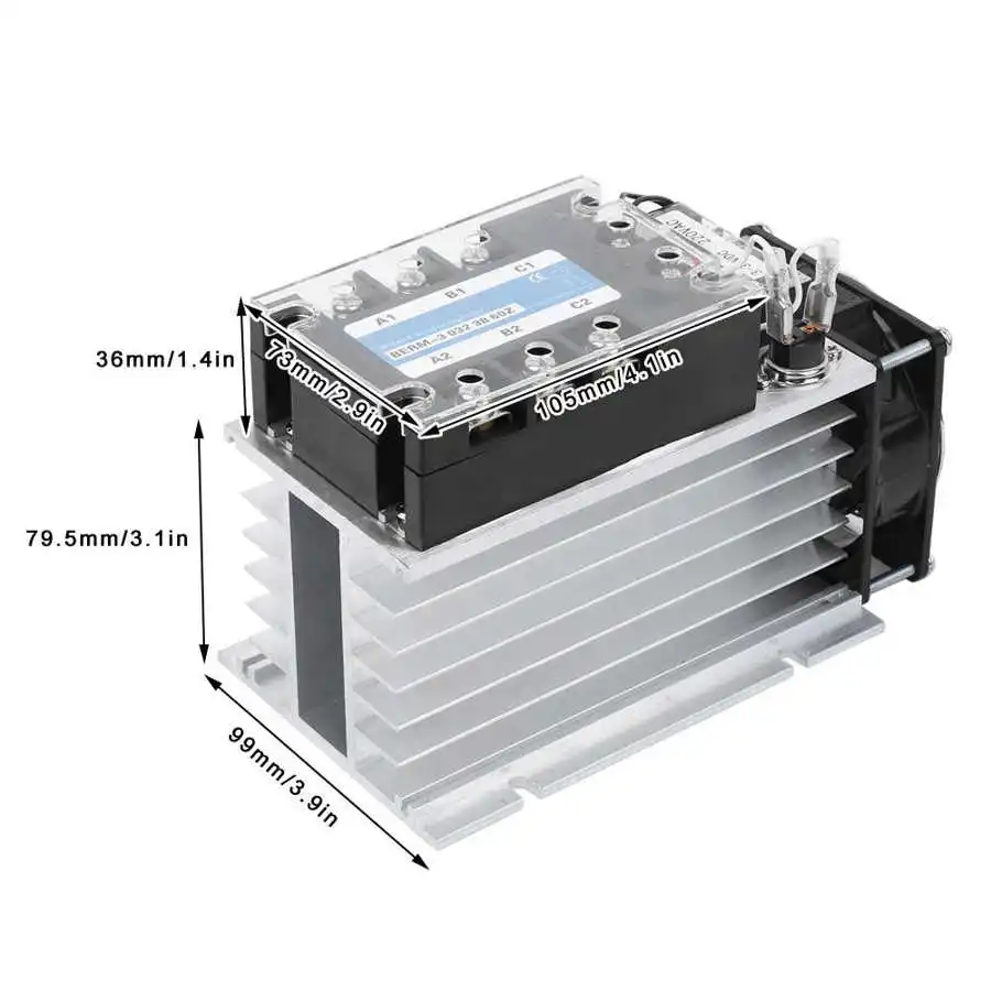 Твердотельное реле 3 фазный модуль SSR из алюминиевого сплава 303238 60Z 60A 30 480VAC
