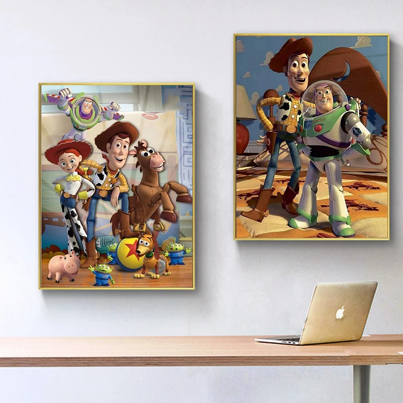 

Disney Toy Story on The Wall Art Poster and Print Wall Art Picture for Living Room Oil on Canvas Painting Home Decor No Frame