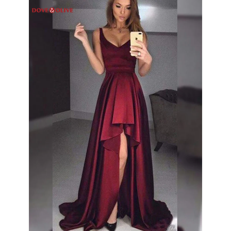 

Элегантные Выпускные платья 2022 А-силуэта принцесса без рукавов на бретельках Асимметричные оборки атласные вечерние платья для женщин на заказ