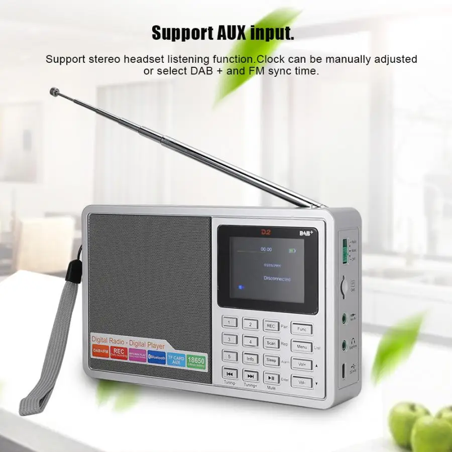 DAB + FM (RDS) Bluetooth Радио цветной экран цифровое радио V2.1 TF карта AUX вход портативное