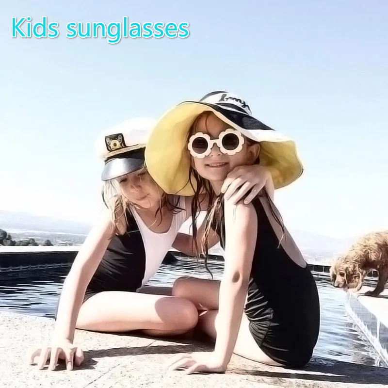 Дропшиппинг 2020 стильные винтажные детские солнцезащитные очки с круглым цветком
