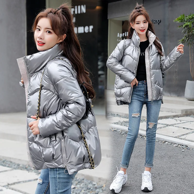 2021 Women Thick Warm Winter Jacket Stand-callor Loose Full Sleeve Female Parkas Woman Solid Color High Quality Coat Casual