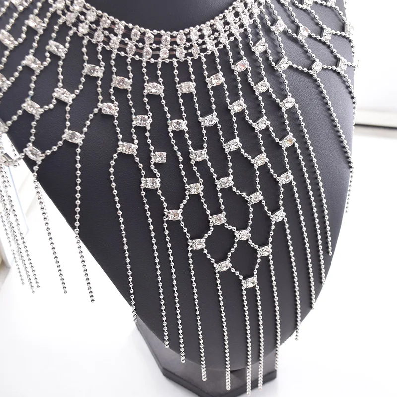 Длинная Бахрома rhinstone аппликация с кисточками из хрустального стекла цепочка