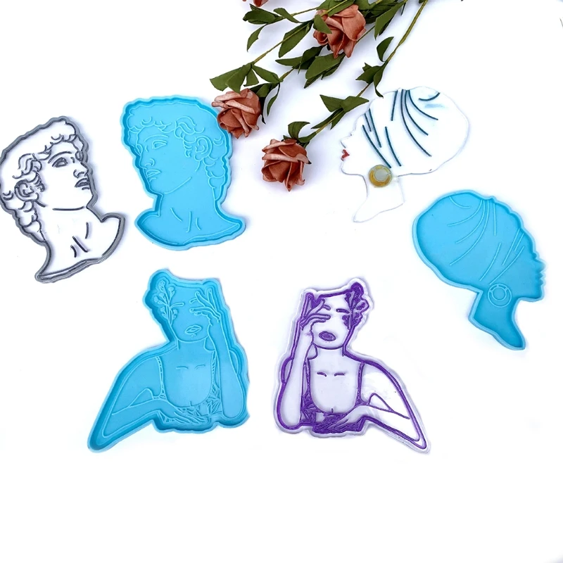 

DIY женский манекен головы в форме каботажное судно эпоксидная смола, форма чашки коврики кружка Pad силиконовые формы