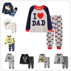 Хлопковая детская одежда для мальчиков с длинным рукавом, мультяшный стиль, домашний костюм, нижнее белье, пижамы