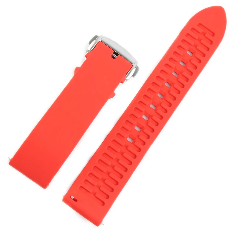 red fold clasp 18 мм 20 мм 22 мм силиконовый ремешок резиновый ремешок для часов Seiko 5 SRP SKX007 ProPex PADI Casio Edifice часы браслет спортивный человек - Цвет ремешка: red fold clasp