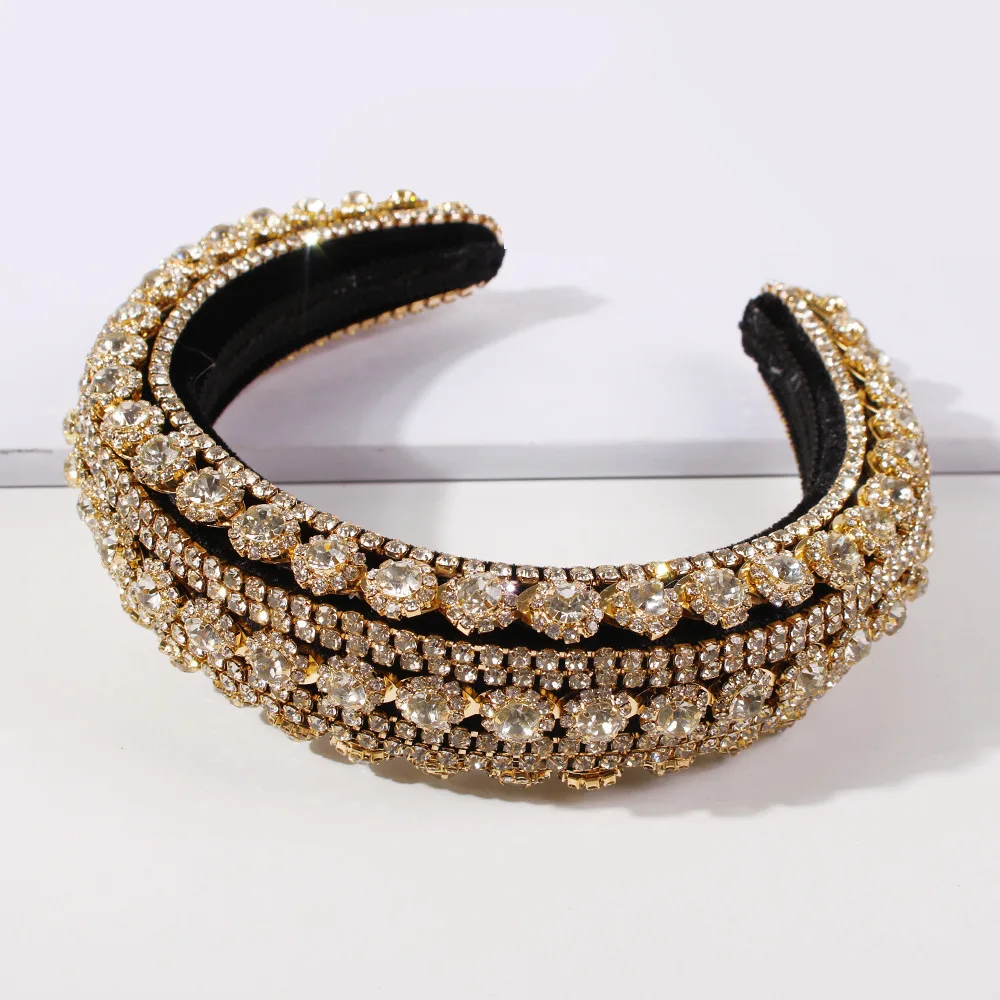 

Women Luxury Sparkly Full Crystal Baroque Hairband Rhinestone Baroque Headdress Trendy Birthday Hair Jewelry
