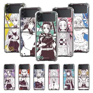 airbag celular coques for samsung galaxy z flip 3 soft waterproof case for zflip3 5g cell phone cover japan anime demon slayer free global shipping