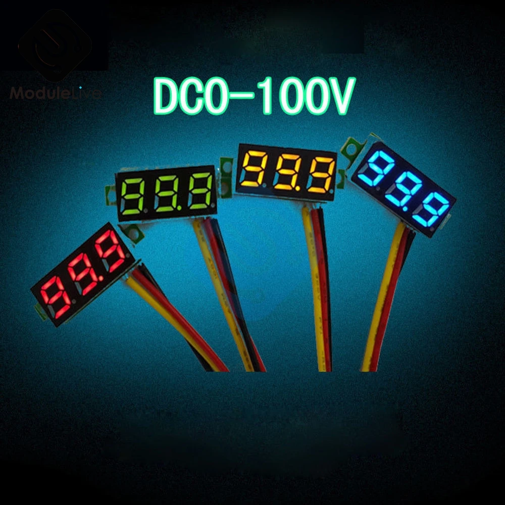 0,28 дюйма 0,28 ''3 бита Провод Мини DC цифровая панель Вольтметр светодиод для монтажа на панель Измеритель Напряжения Тестер желтый синий красный зеленый