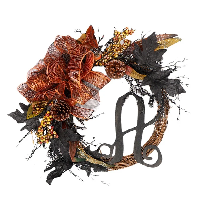 

Halloween Wreath Wall Pendant Mesh Rattan Ring Door Decoration Holiday Decoration Props Halloween Decoration Wreath