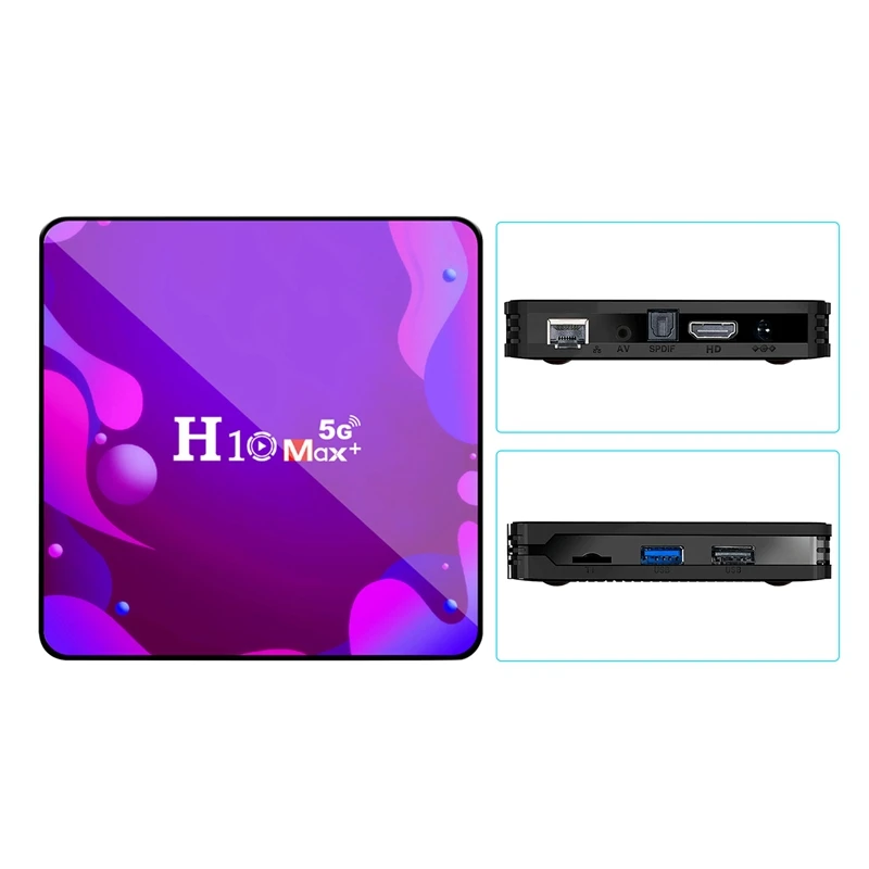 

H10 Max+ Smart TV Box Android 10.0 Set Top Box H313 Quad Core 64 Bit ROM 2.4G WIFI 4K Smart Media Player