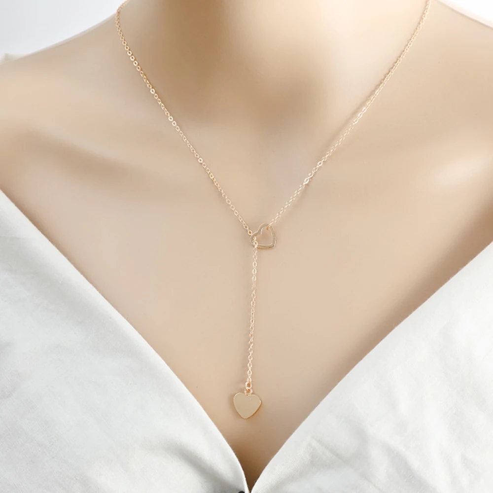 

New fashion trendy jewelry copper heart chain link necklace gift for women girl