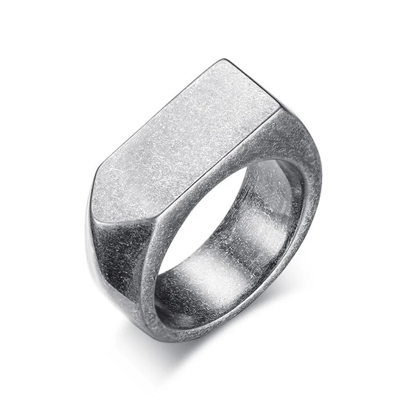 Retro gray Золотое черное серебряное одноцветное байкерское кольцо для женщин панк геометрическое титановое кольцо из нержавеющей стали мужское кольцо модное ювелирное изделие подарок Размер США 7-12 - Цвет основного камня: Retro gray