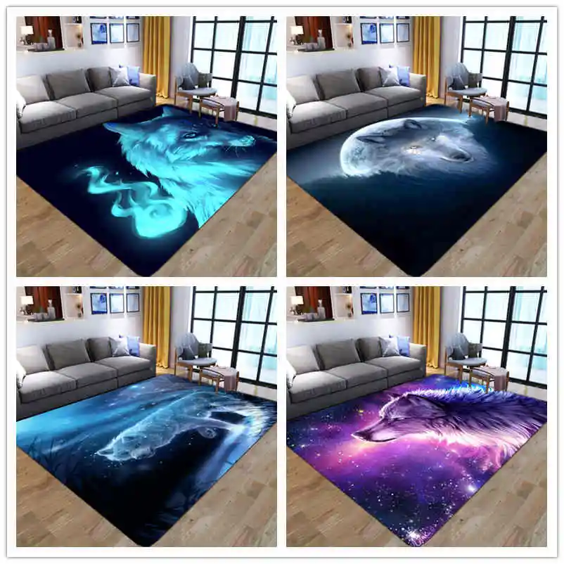 

Purple Fantasy Wolf Cartoon Anime Moon Floor Mat Door Mat Anti-slip Mat Carpet Bedroom Living Room Home Decoration