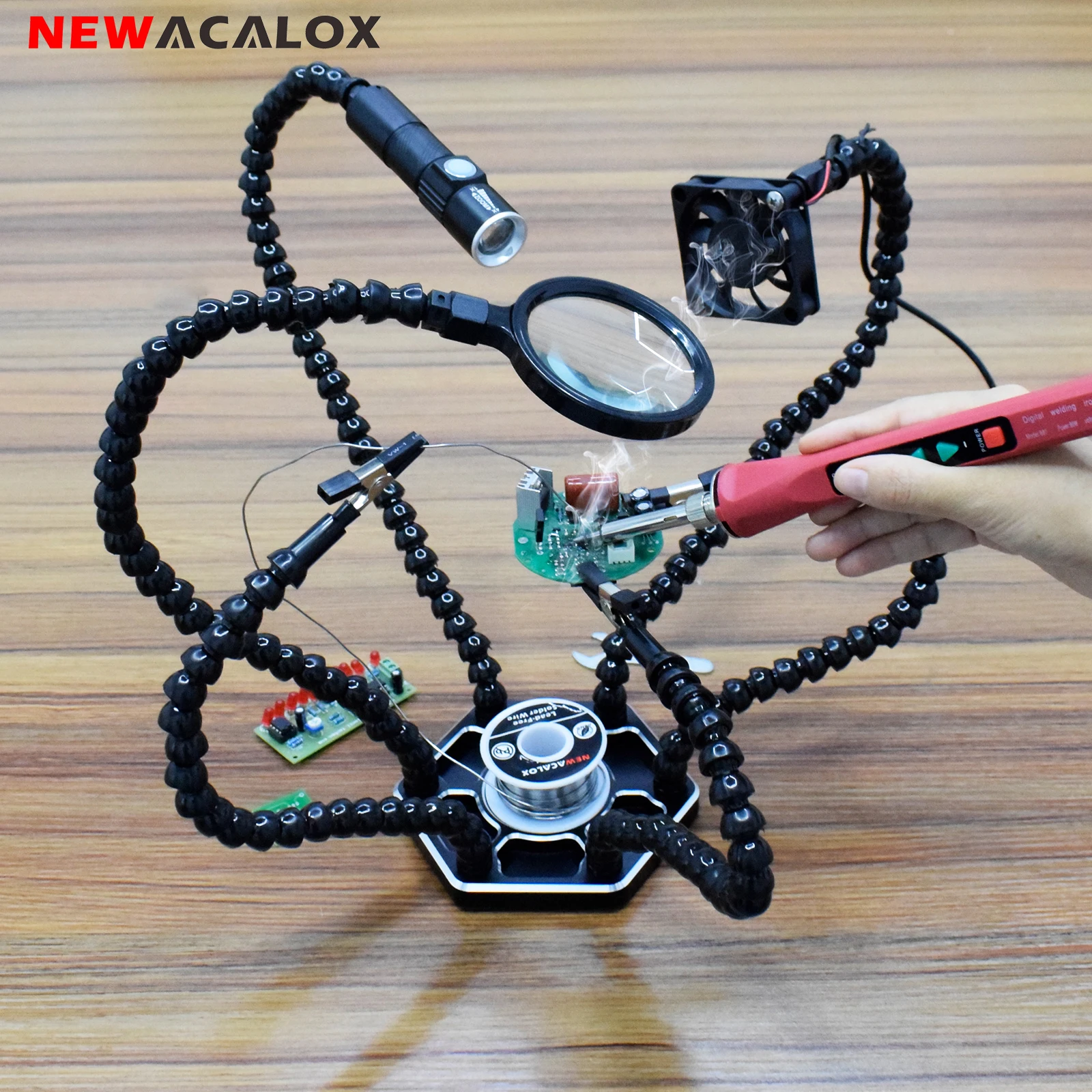Держатель для паяльника NEWACALOX третья рука с 6 гибкими дужками USB DC бесщеточный